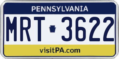 PA license plate MRT3622