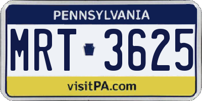 PA license plate MRT3625