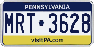 PA license plate MRT3628