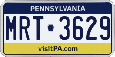 PA license plate MRT3629