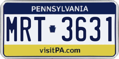PA license plate MRT3631