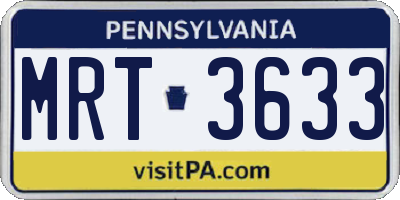 PA license plate MRT3633