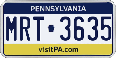 PA license plate MRT3635
