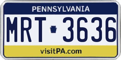 PA license plate MRT3636