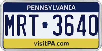 PA license plate MRT3640