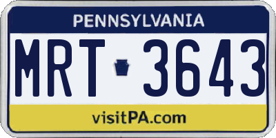 PA license plate MRT3643