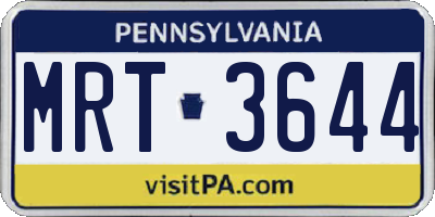 PA license plate MRT3644