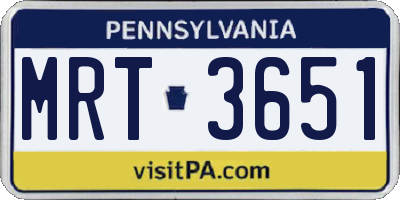 PA license plate MRT3651