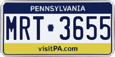 PA license plate MRT3655