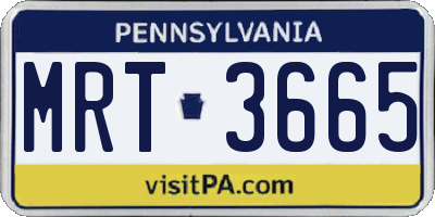 PA license plate MRT3665