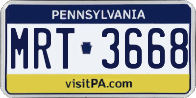 PA license plate MRT3668