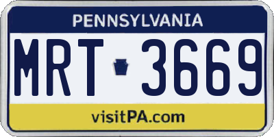 PA license plate MRT3669