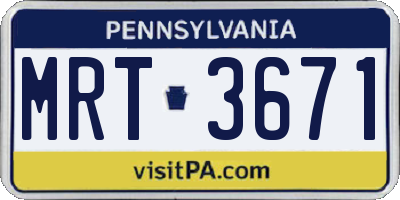 PA license plate MRT3671