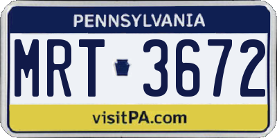 PA license plate MRT3672
