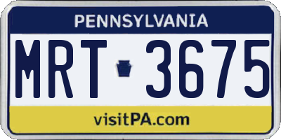 PA license plate MRT3675
