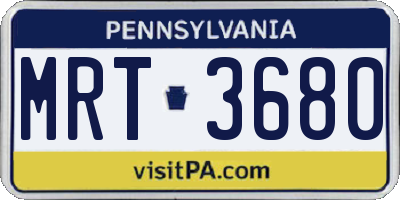 PA license plate MRT3680