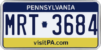 PA license plate MRT3684