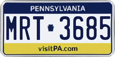 PA license plate MRT3685