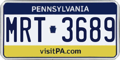 PA license plate MRT3689