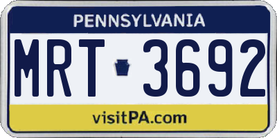 PA license plate MRT3692