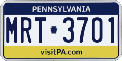 PA license plate MRT3701