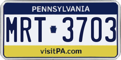 PA license plate MRT3703