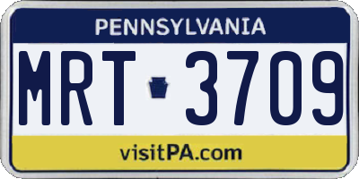 PA license plate MRT3709