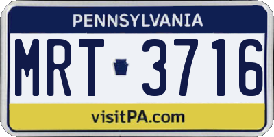 PA license plate MRT3716