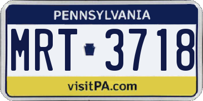 PA license plate MRT3718