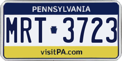 PA license plate MRT3723