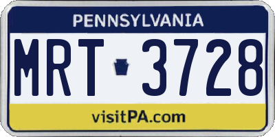 PA license plate MRT3728