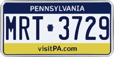 PA license plate MRT3729