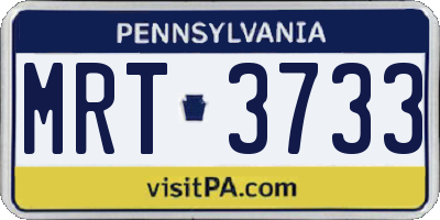 PA license plate MRT3733