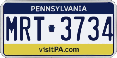 PA license plate MRT3734