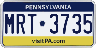 PA license plate MRT3735