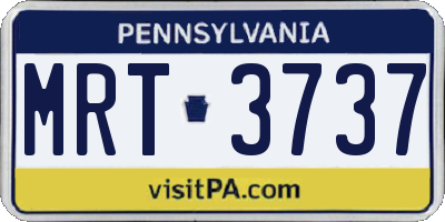 PA license plate MRT3737