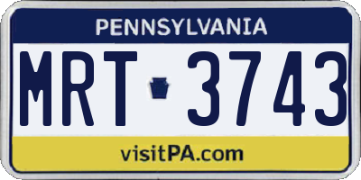 PA license plate MRT3743