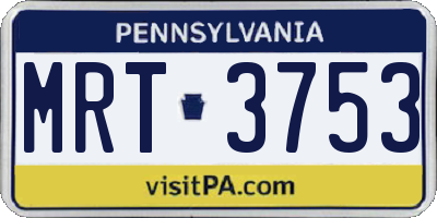 PA license plate MRT3753