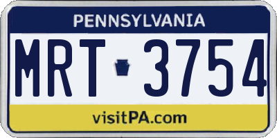 PA license plate MRT3754
