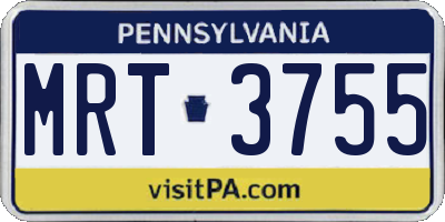 PA license plate MRT3755