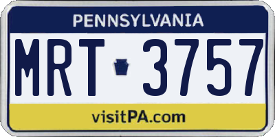 PA license plate MRT3757