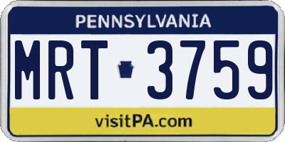 PA license plate MRT3759