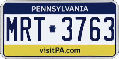 PA license plate MRT3763