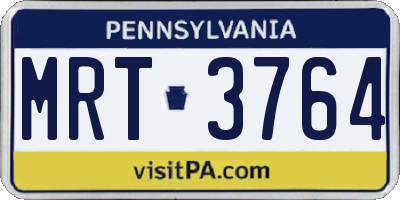 PA license plate MRT3764
