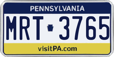 PA license plate MRT3765
