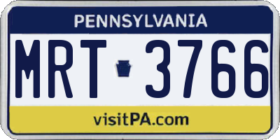 PA license plate MRT3766