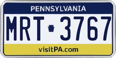 PA license plate MRT3767