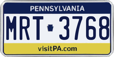 PA license plate MRT3768