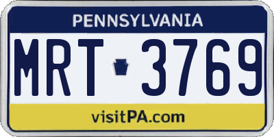 PA license plate MRT3769
