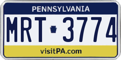 PA license plate MRT3774